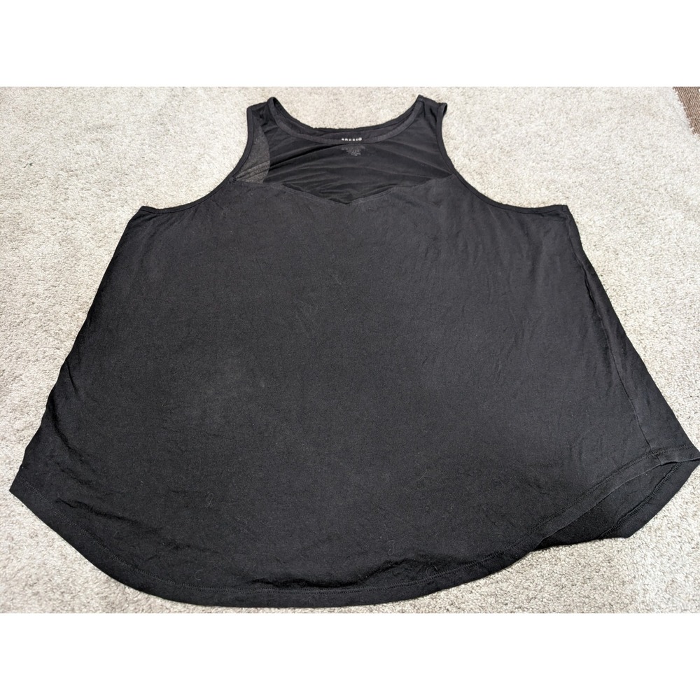 Torrid Tank Top Womens 4 Black Active Mesh Yoke‎ Sleeveless Curved Hem Plus Size